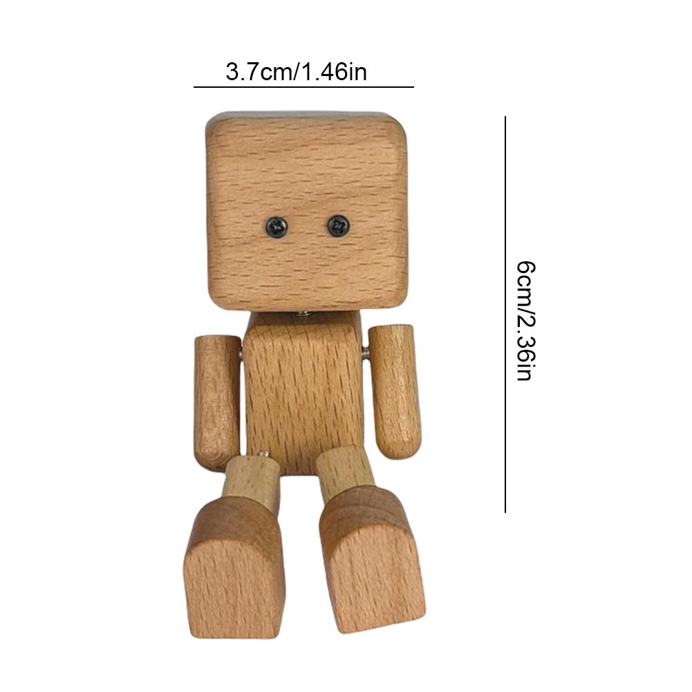 Shaking Wooden Man Figurine Car Decoration Small Ornaments Leg-swinging Robot Figurine Cute Wood Man Car Good Creative Gifts