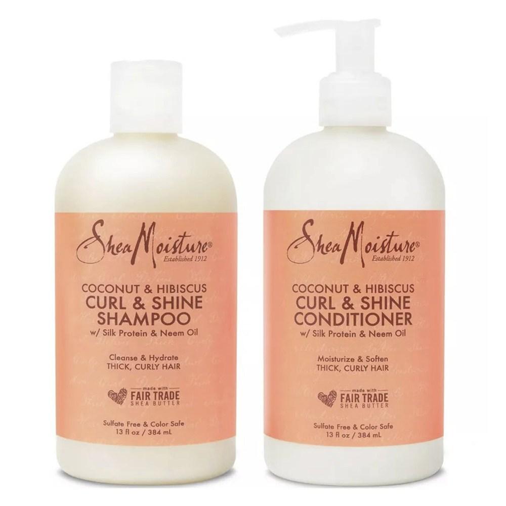 Shea Moisture Coconut Hibiscus Curl & Shine Shampoo 384ml + Conditioner 384ml, 1 Set
