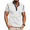 Men's Contrast Trim Henley T Shirt 3 Button Placket Short Sleeve Slim Fit Casual Summer Tee