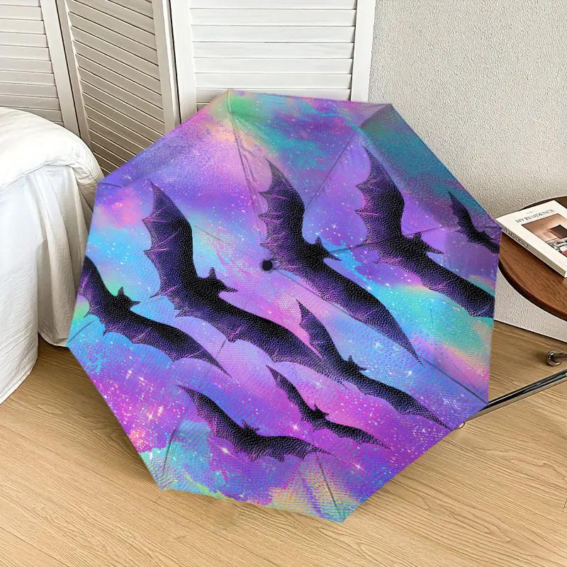 1pc Bat Galaxy Pattern Umbrella  Automatic Opening and Closing Umbrella, High quality Umbrella, Ideal Gift for Her 345