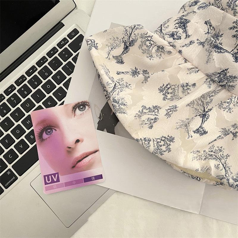 Foldable Sun Hat Children Spring and Summer Sun Protection Sun Hat Blue and White Porcelain Big Eaves Casual Bucket Hat Show Small Face