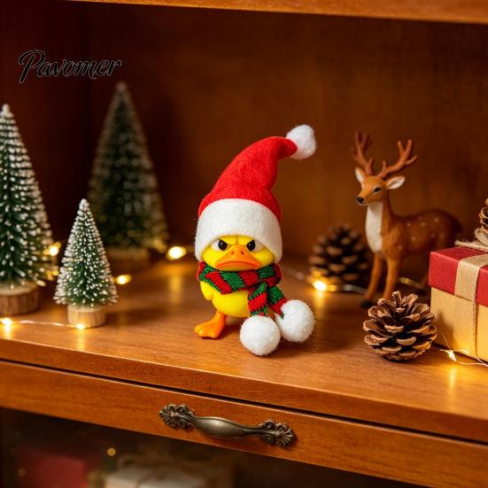 Décoration de pièce amusante et festive, Ornement Petit Canard de Noël, Figurine Mignonne Imprimée en 3D, Animaux Figurine Amovible pour la Maison et Design Foulard,