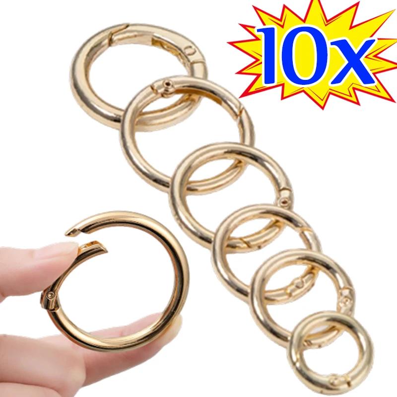 10/50 Stück Metall O-Ringe Federkarabiner für DIY Schmuck Offene Runde Karabiner Schlüsselanhänger Taschenclips Haken Hundeleinen Schnallen Verbinder