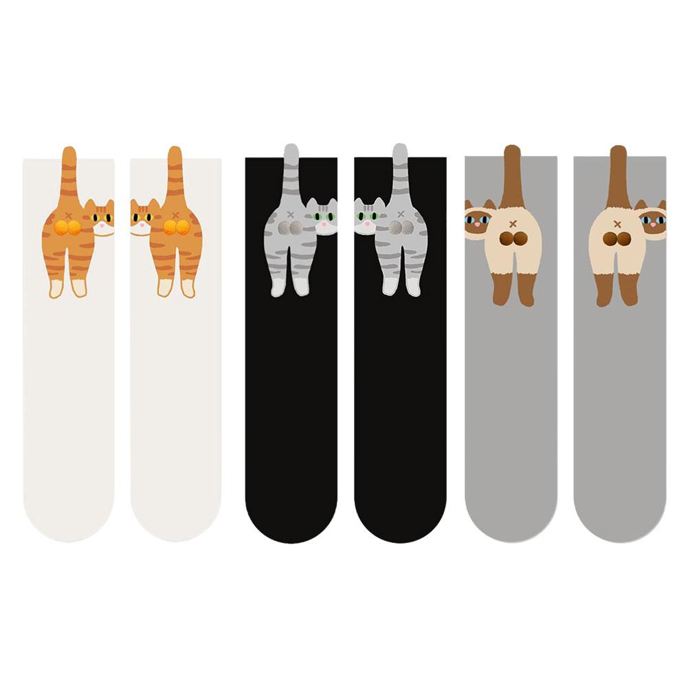 Funny Cotton Socks with Balls Cartoon Animal Socks Breathable Cat Middle Tube Socks Novelty Gifts for Cat Lovers
