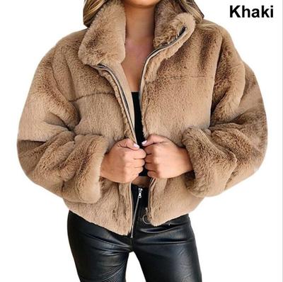 Autumn Winter Women's Luxury Rabbit Fur Faux Fur Zipper Cardigan Jacket Plus Size Plush Warm Winter Coat