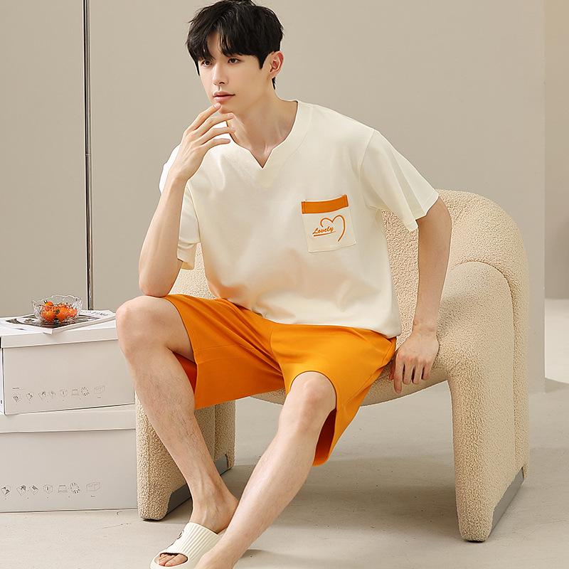 Men's Plus Size Soft Modal Cotton Summer Pajama Set - Loose, Comfortable Short Sleeve Homewear