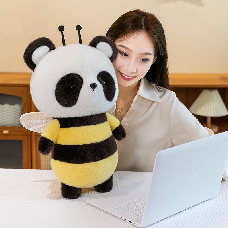 Creative Bee Panda Plush Toy Claw Machine Doll Children's Sleeping Pillow Birthday Gift Cart Ornament