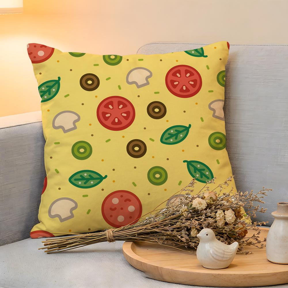 Cushion Cover Linen SkinFriendly Soft Decorative Case For Sofa Home Decor Fried Egg Pizza Waffle Pillow cover