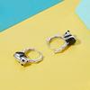 Rockyu Earrings and Rings for Silver Cat Animal Gift Women, Small, Set, 925, Casual, Cute, Earrings, Hoop, Motif, Birthday, Lover's Day, (Cat)