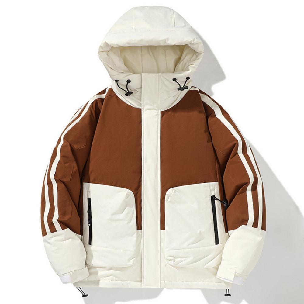 Men's new down jacket winter trend hooded jacket couple men's and women's same thickened white duck down cold top