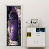2pcs Dreamy Purple Magic Door Wall Sticker Self-adhesive Removable Fairy Tale Style Home Wall Sticker Vine Flower Pattern Art Ba