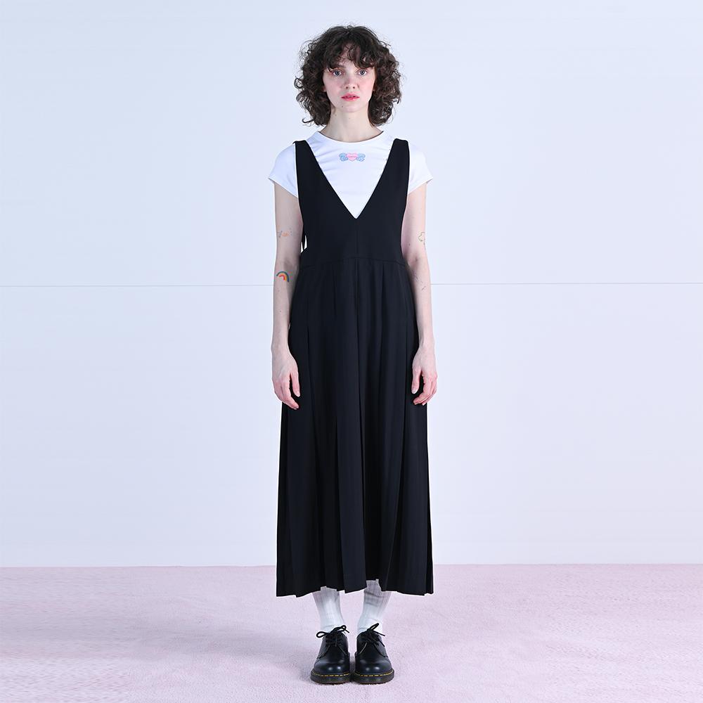 WOVEMENT Crepe Pleated Dress Black Wbcsop008Bk