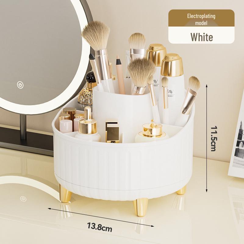 Rotatable Dust-Proof Desktop Cosmetic Storage Box for Makeup Brushes
