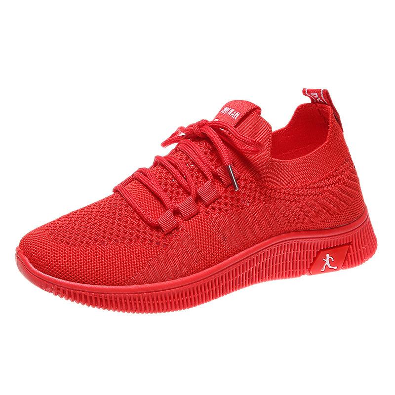 Casual women's shoes breathable sneakers soft-soled dance fly-woven small red shoes festive shoes
