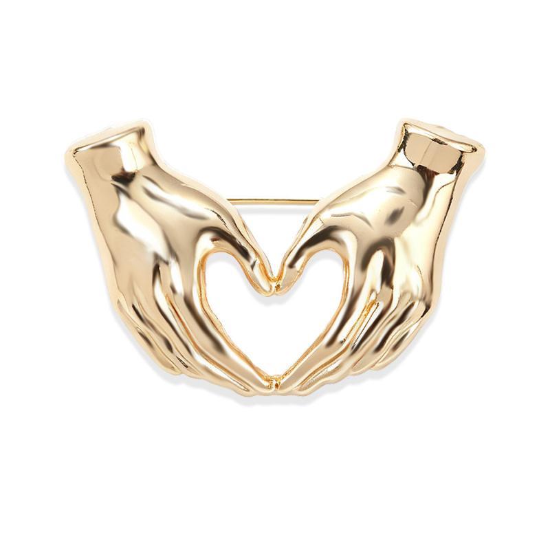 Hand Pose Heart Brooches For Unisex Office Casual Party Jewelry Unique Hands Brooch Pins Gifts