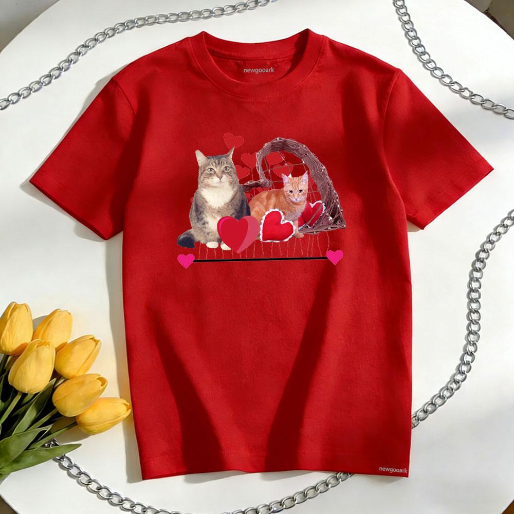 Happy Valentines day cats TShirt woman man Casual cotton graphic t shirts Oneck shirt Unisex Adult couple Shortsleev S