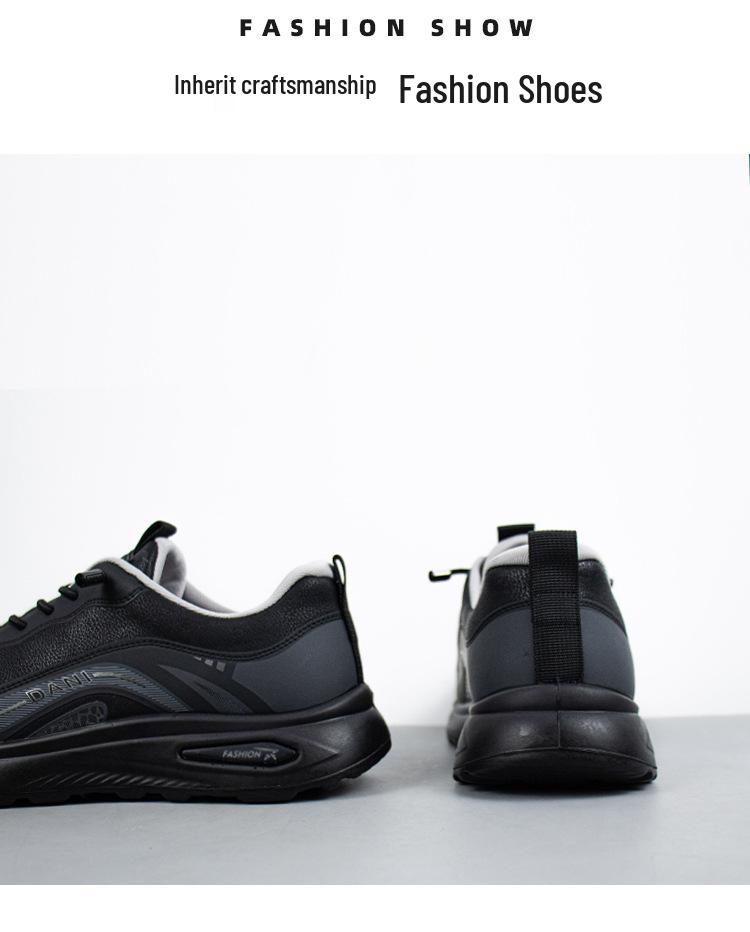 Automne/Hiver Chaussures de Course Décontractées d'Extérieur à Semelles Épaisses Noires pour Homme - Imperméables & Polyvalentes