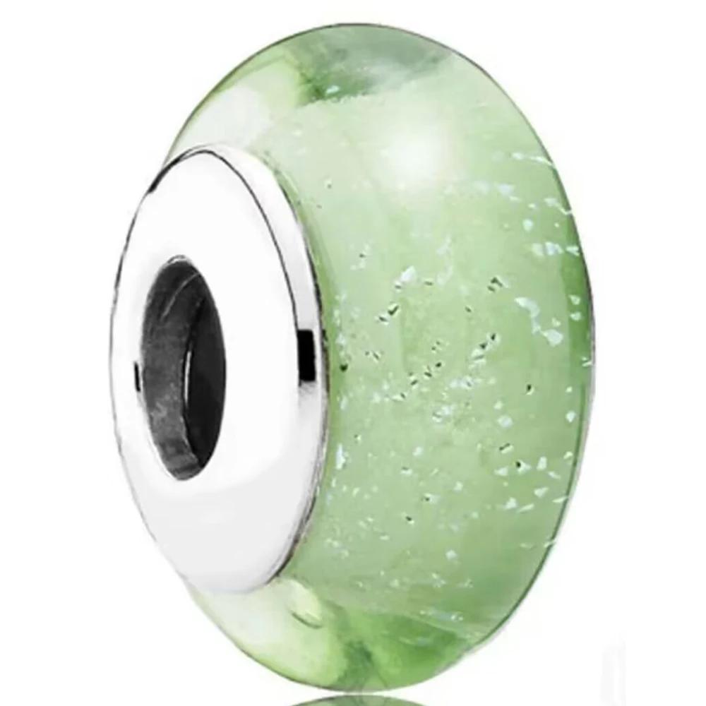 New Original Copper Murano Glass Flower And Leaf Cosmic Rainbow Charm Beads For Bracelet Diy Women Jewelry Gift