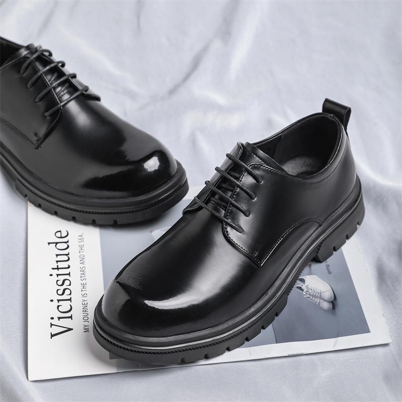 Platform Trending Classic Men Dress Shoes Men Oxfords Patent Leather Shoes Lace Up Formal Black Leather Wedding Party Shoes