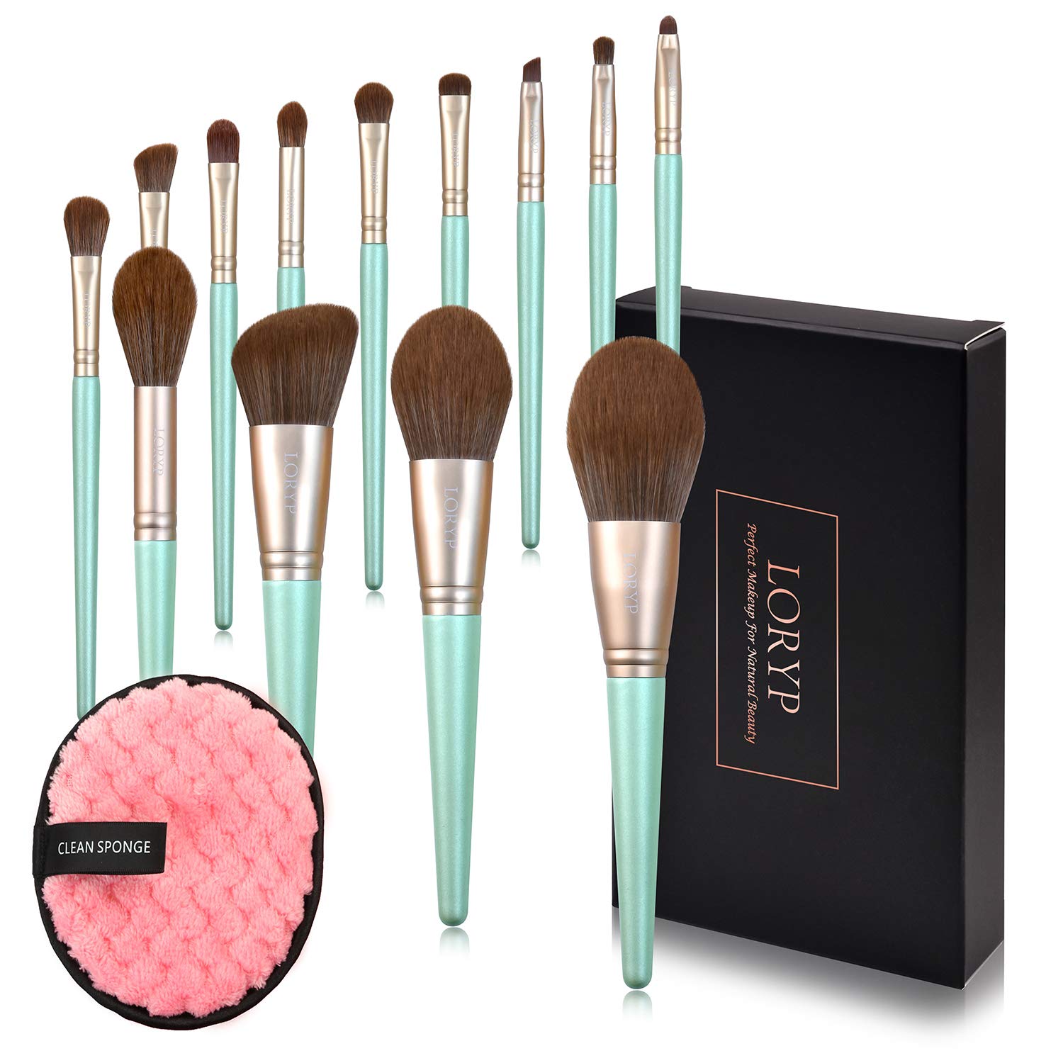 

LORYP Набор кистей для макияжа 13 штук Набор кистей для макияжа Инструменты для макияжа для начинающих Инструменты для красоты Популярные кисти для макияжа Набор кистей для макияжа Пудра Тональный крем зелёный