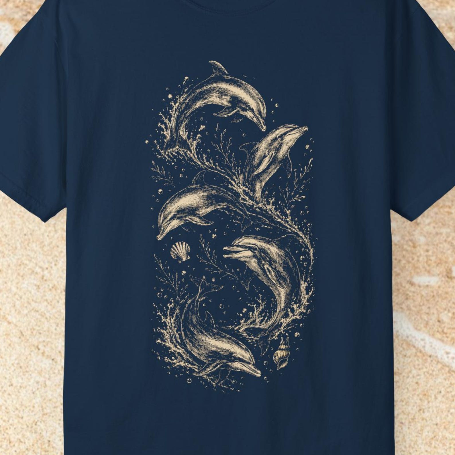 Comfort Colors Dolphin Ocean Shirt,Wave Dolphin Tee,Beach Lover Shirt,Coastal Summer Tee, Sea Life Tee, Summer Ocean Shirt, Sea Animal Shirt M