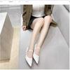 Fashion High Heels Women 2025 New Retro Pointed Toe Wedge One Word Buckle Shallow Mouth French Kitten Single