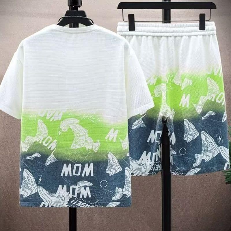 Summer Jersey Short Top and Bottom Printed Workout Unisex [FJLTDCP] Men's Set, Sleeve, Set, T-Shirt, Moisture-Wicking, Quick-Drying, Casual, Wear,