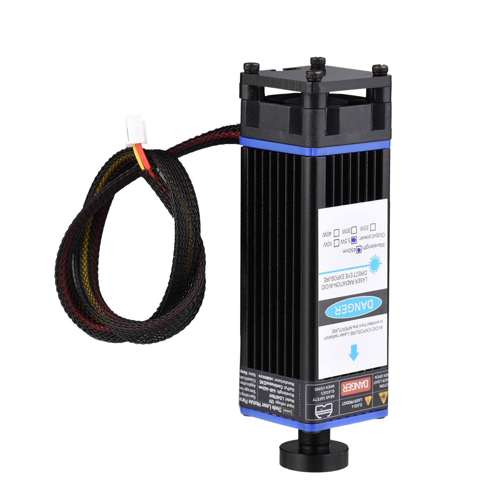 

Лазерный модуль 450 нм, лазерная гравировальная головка с фиксированным фокусным расстоянием, высокоскоростной лазерный гравер, резак 3D 5.5W чёрный