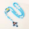 2Pieces Acrylic Beads Rosary Necklace with Crosses Pendant Catholic Prayer Religious Gift for Catholic Boys and Girls