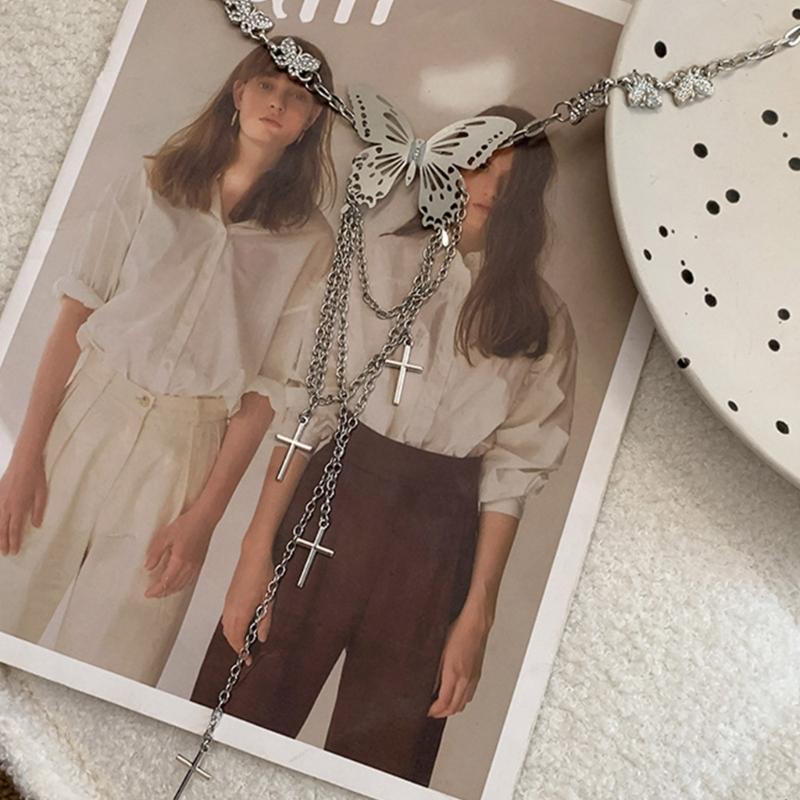 Fringed Butterfly Waist Chain Lustrous Metallic 2000s Belly Chain Belt for Female Fashion Waist Decors Women Body Jewelry