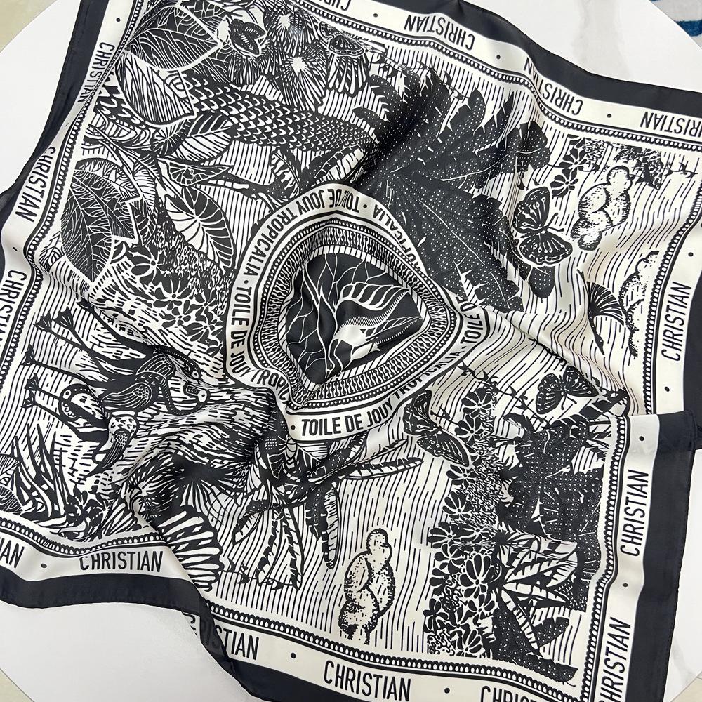 Print 70cm Silk Satin Headkerchief Women Luxury Design Neck Tie Scarf Female Hair Hand Wrist Foulard Shawl Hijab Bandana