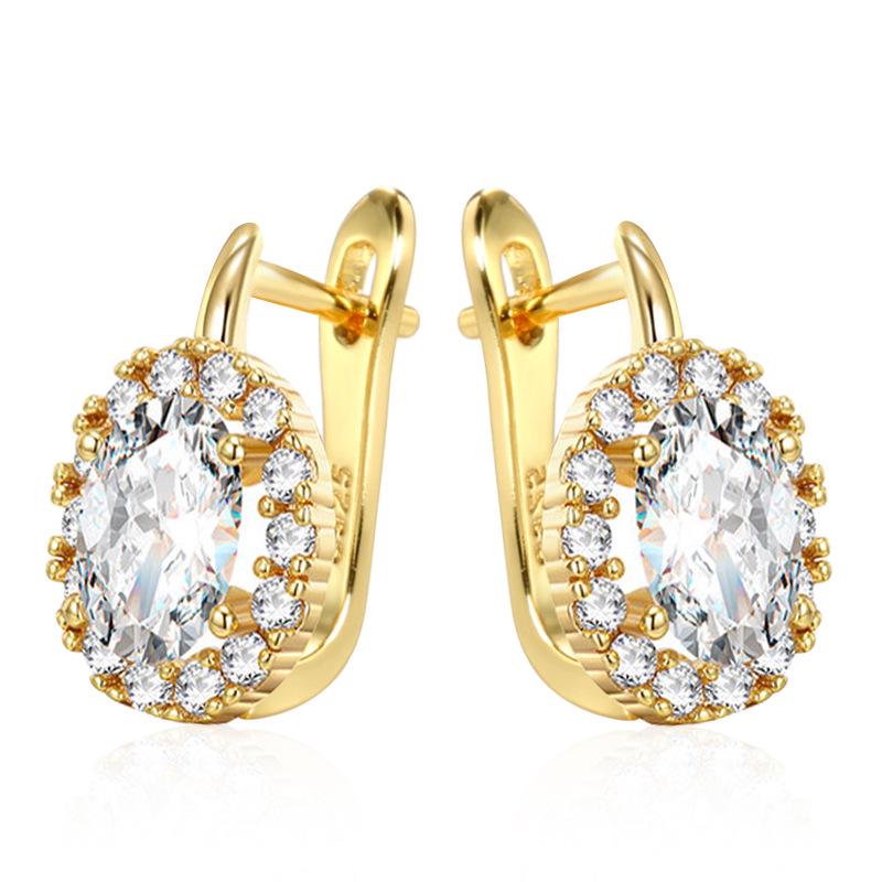 Black Zircon Flower Earrings: Korean 585 Rose Gold Ear Clips, Trendy Cold Style for Women