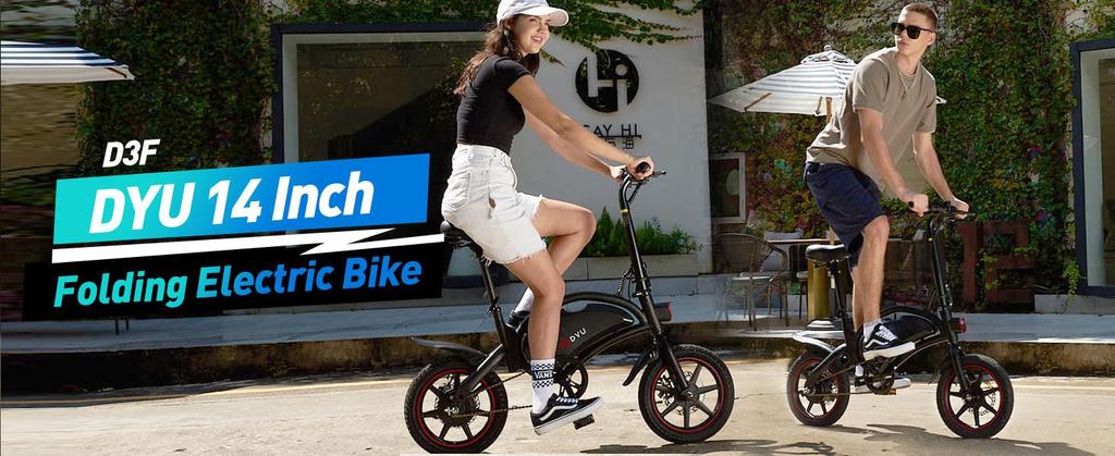 DYU D3F Folding Electric Bike - 36V 250W, 50km Range, 120kg Load, 25km/h Speed, Disc Brakes