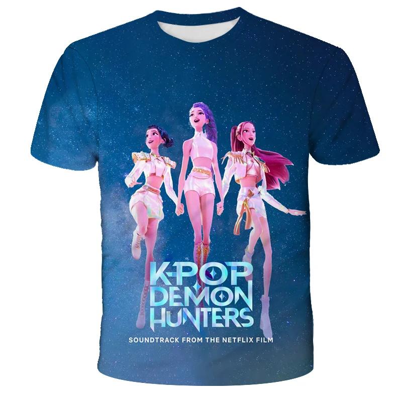KPop Dämonenjäger Tiger Girls Boys T-Shirt K-Pop Dämonenjäger Kinderbekleidung T-Shirts Niedliches Cartoon-Print T-Shirt Tops
