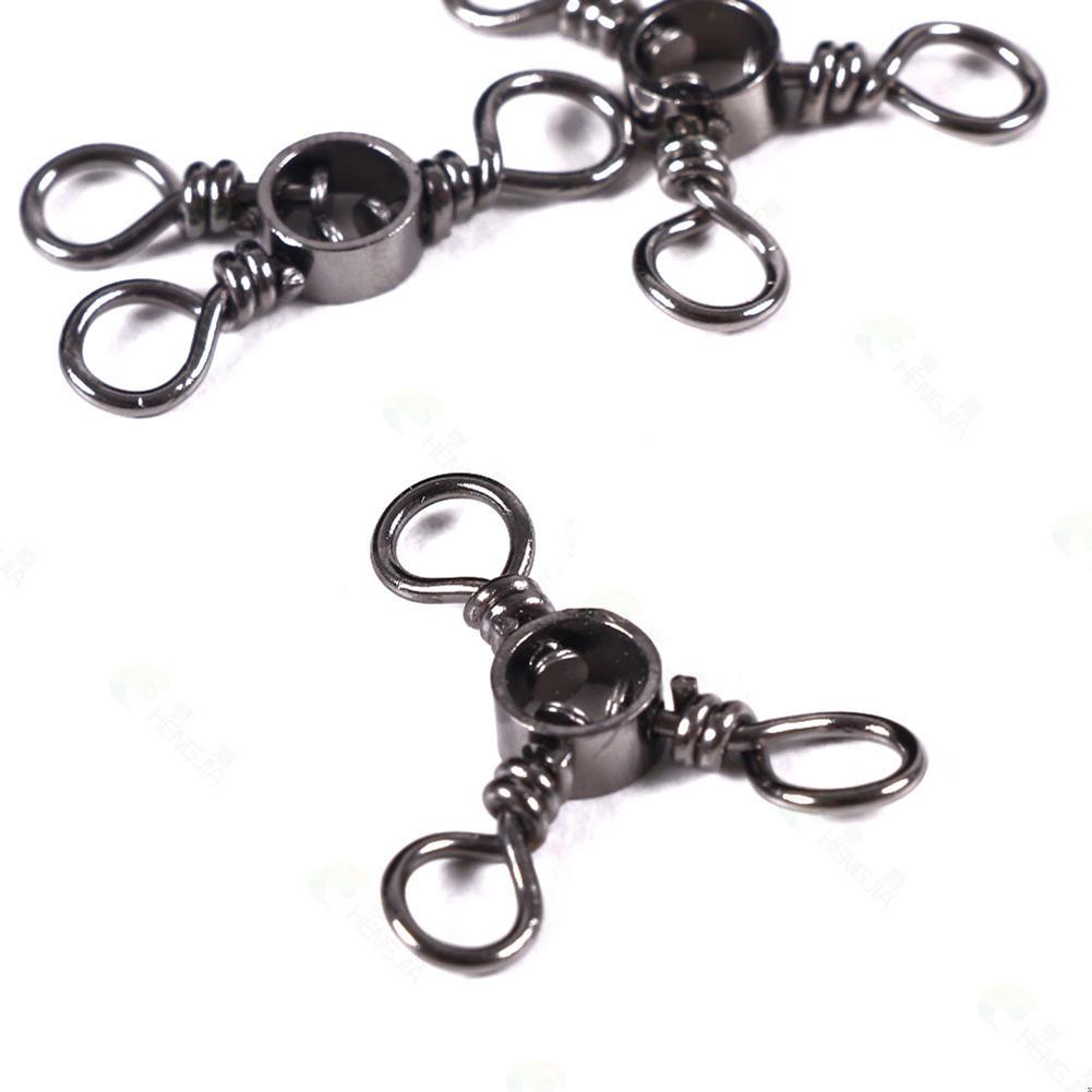 50 Pcs Steel 3 Side Rolling Swivel Hollowed Lure Accessories Linker Pins 3 Rings Fishing Hook Connector Fishing Gear Parts