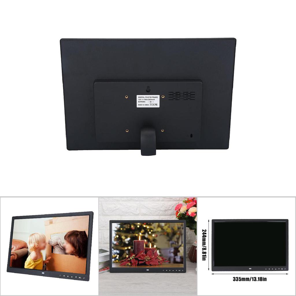 15  HD Screen Touch Button Digital Photo Frame Alarm Clock MP3Celsius4 Movie Player   Black