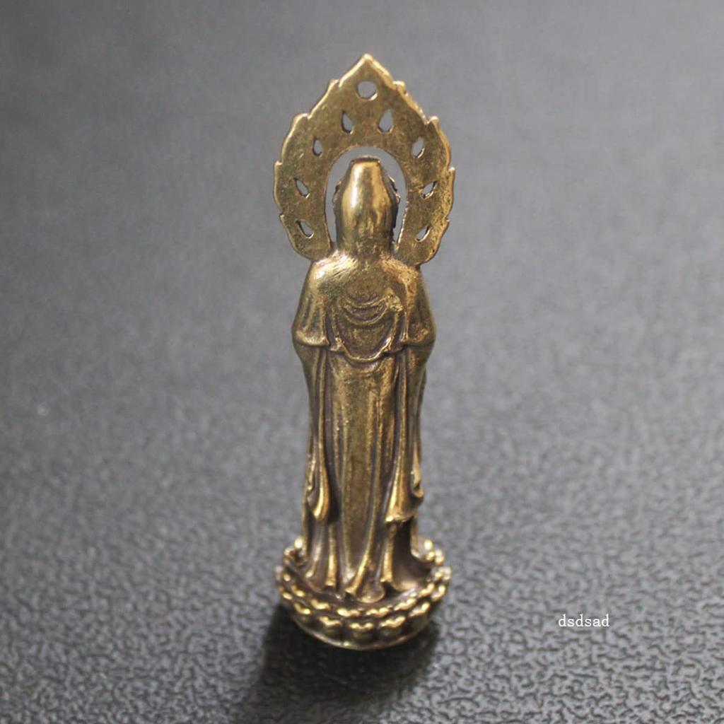 Miniature Buddha Statue, Kannon Bodhisattva, Brass, 6cm Tall, Guardian Deity, Prayer, Protection from Evil