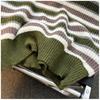 Men's Japanese Retro Striped Sweater - Thick Knit, Round Neck, Loose Fit for Autumn/Winter
