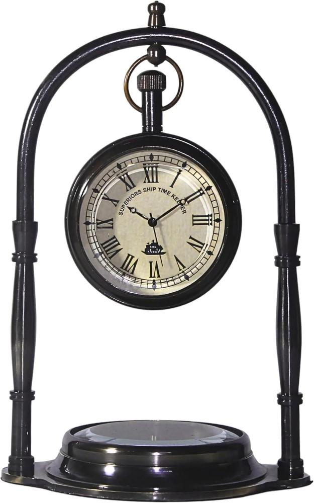 Clock Desk Vintage Table Top Antique Tabletop Brass Decorative Gift