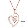 Versatile Japanese and Korean Silver Rose Gold White Diamond + Double Love Women's Necklace