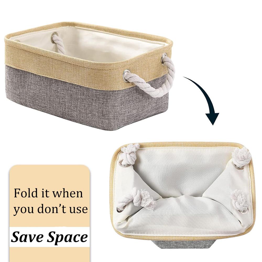 סל אחסון מוצרי בית וצרכים שונים סל מיון קופסת ארגון מתקפלת מבד פשתן הלבשה תחתונה גרביים צעצועים סלי אחסון רב-תכליתיים