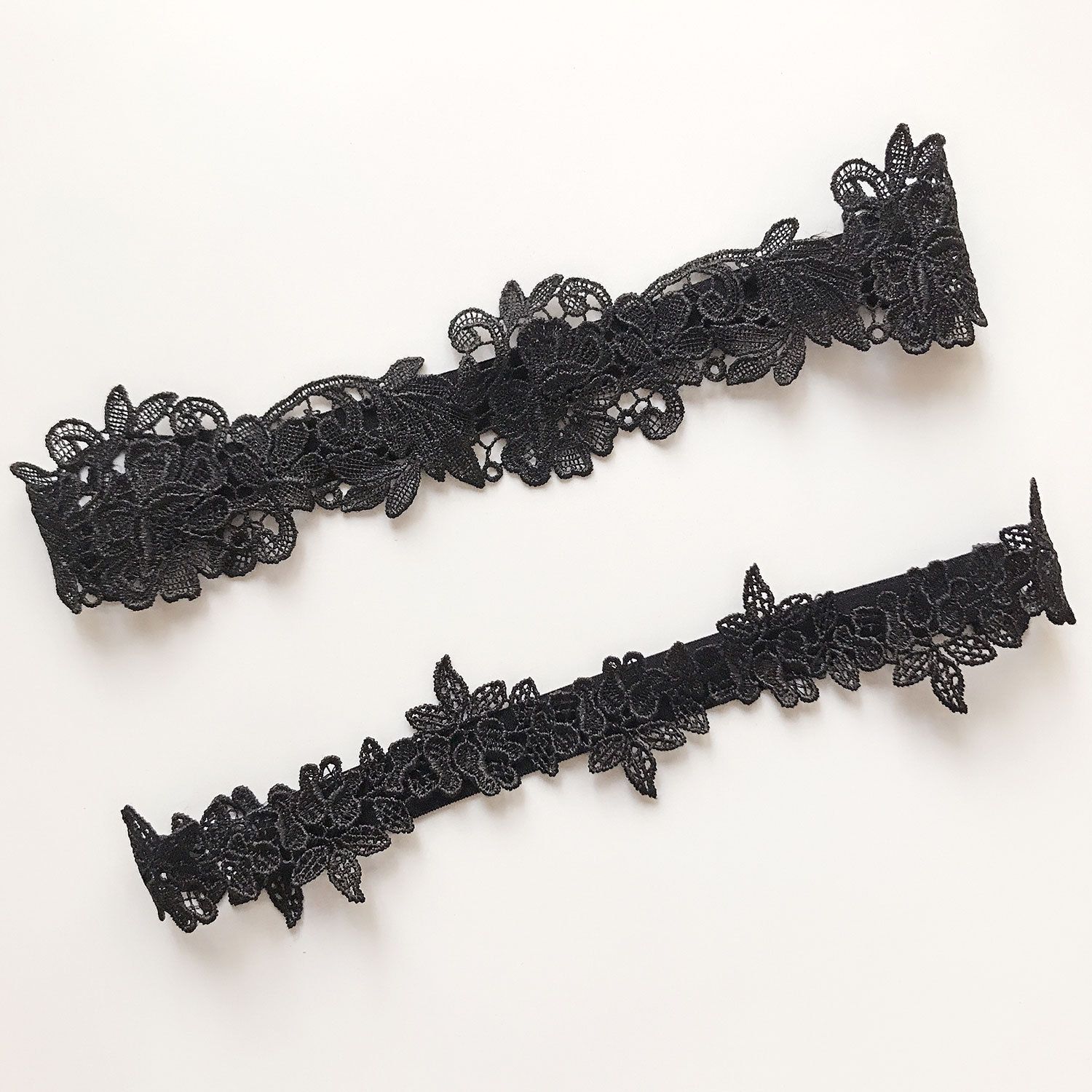 

Wedding Elastic Flower Garters Leg Garters Lace Band чорний