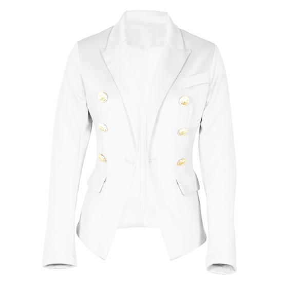 Frauen Herbst Einfarbig Schlank Mantel Anzug Jacke Zweireiher Business Blazer