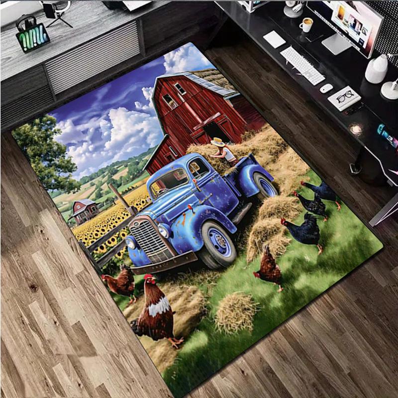 1Pc Truck Field Print Rug - home decoration Carpet For Living Room Bedroom Flooring Computer Chair Area Rug