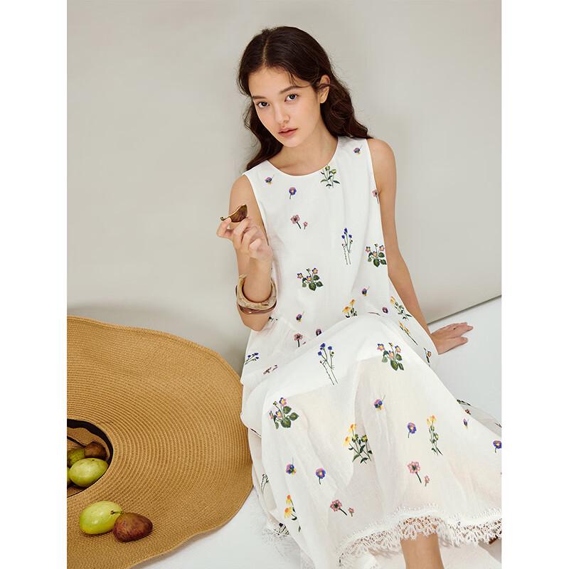 INMAN Women's Resort Embroidered Sleeveless Dress