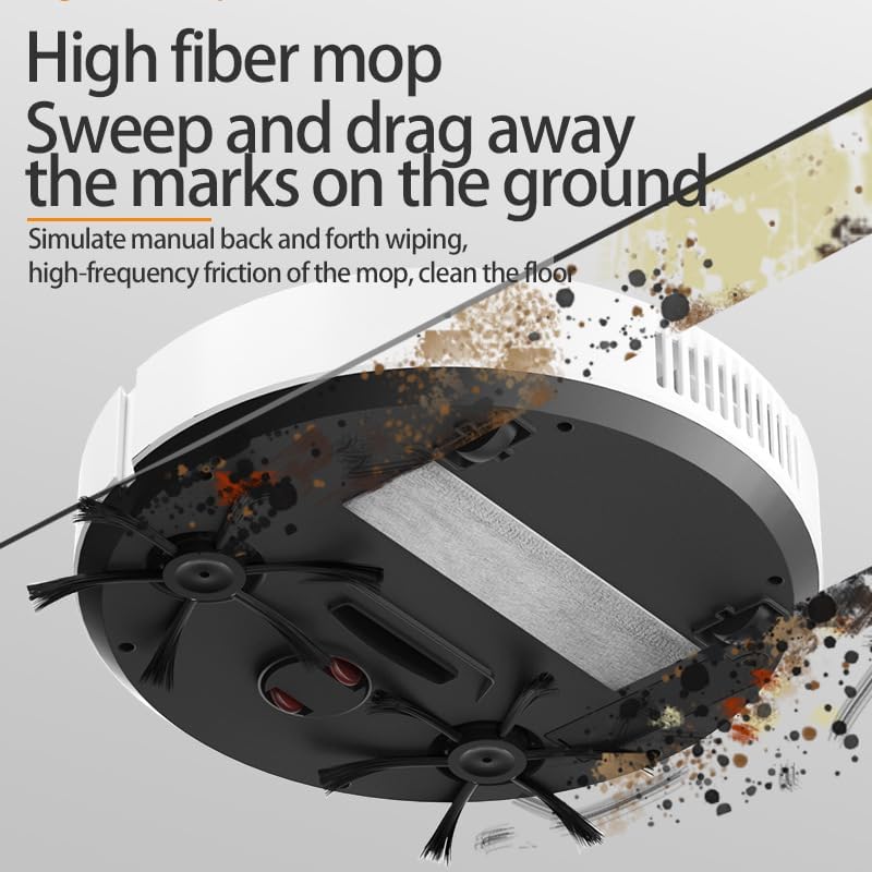 3-in-1 Automatischer Roboter-Staubsauger, Intelligenter Roboter-Reiniger Staubsauger Starke Saugkraft, Bodenstaubsauger für Tierhaare Teppich Staub