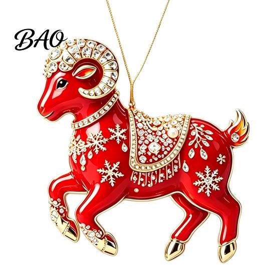 Lightweight Acrylic Decor for Holiday 2PCS Christmas Goat Hanging Ornaments, Decorative 2D Tree Ornaments Home Pendants, Festive Party Decorations