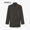 MO&Co. Vintage Textured Linen Blend Padded Shoulder Blazer