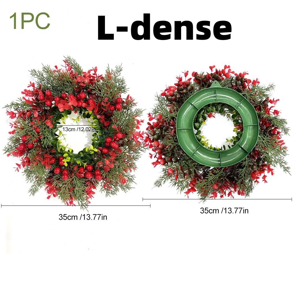 

Realistic Red Berries Green Leaves Garland Waterproof Decor Durable Plastic Holiday Wreath for Front Door, Table Centerpiece