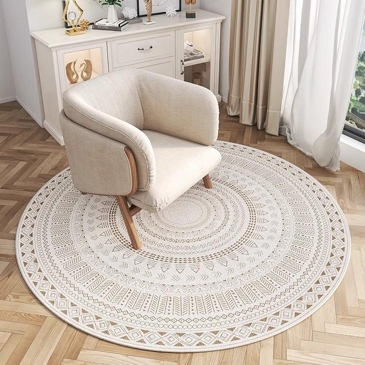 Kulatá geometrická koberecová podložka Koberec Etnický kmenový vzor Černobílý Barevný design Měkká podložka na podlahu do obývacího pokoje Domácí dekorace